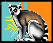 Lemur With Striped Tail