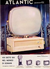 PUBBLICITA' 1958 TELEVISORE ATLANTIC PHILCO SERIE PREDICTA FUTURO MODELLI 