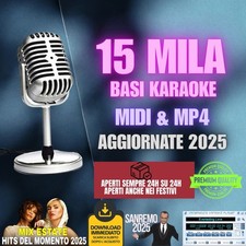 Karaoke 15 Mila Basi MIDI MP4 PER VANBASCO AGGIORNATE A ULTIME 2025 Sanremo 2025
