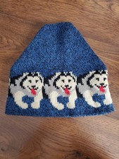 Cappello invernale vintage anni 90 LL Bean Husky cane berretto misto lana lavorato a maglia made in USA RARO