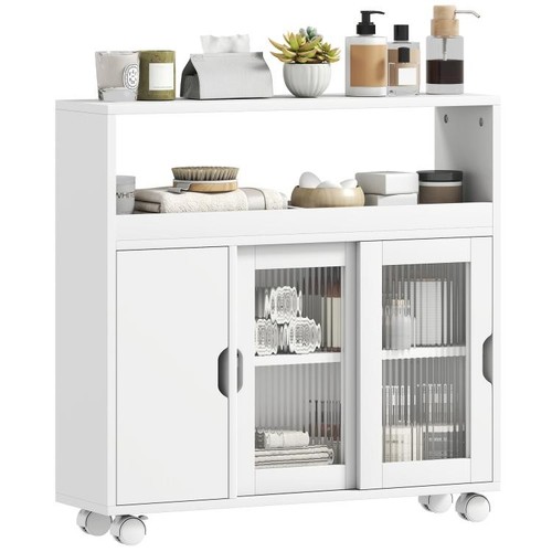 Mobiletto bagno bianco legno - bianco,