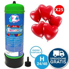 Bombola Elio per palloncini 2,2 LT + 25 Palloncini Cuori Rossi OMAGGIO
