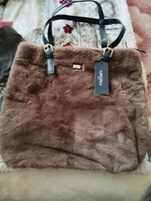 Borsa Grande Camomilla I love Eco Pelliccia Marrone E Nera Nuova