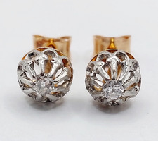 Orecchini antichi oro rosa 18k diamanti taglia antica (circa 1900)