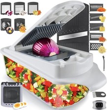 Tritatutto per Verdure 22 in 1, Taglia Cipolle, Affettatrice per Alimenti con Contenitore - Bianco