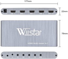 HDMI 4X1 QUAD Multi-Viewer Switcher Supporto 1080P 3D per PS4/PC/STB/DVD.