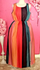 WOMEN STRIPED SLEEVELESS SPLIT