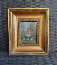 DIPINTO OLIO SU RAME - NATURA MORTA - FRUTTA - CORNICE DORATA STILE IMPERO - 900