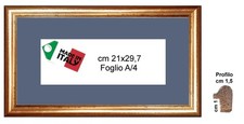 Cornice in oro classica da cm 1,5 con Passepartout blu avio cm 21x29,7 Foglio A4