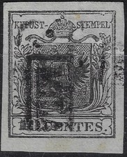 1850 ASI Lombardo Veneto 10 cent. nero Sassone 2 usato