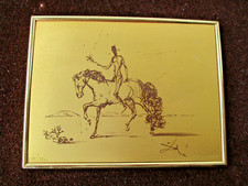Salvador Dalì cavaliere aurografia lastra dorata 24 K riprodotta opera originale