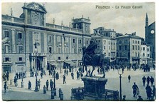 1915 Piacenza Piazza Cavalli DEST. Firenze bici FP B/N VG ANIM.