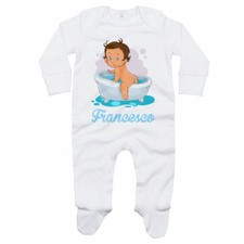 Tutina neonato personalizzata con nome bimbo esce dalla vasca