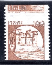 Castelli Lire 100 da bobina con scritta Italia in alto