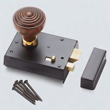 Set pomelli per porta con anelli in ottone nero serratura a cerchio palissandro ottone legno