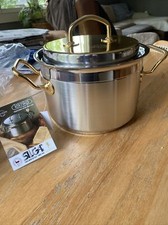 SILGA TEKNIKA Pentola Stock Italiana Placcata Oro 3.8 Con Coperchio Stile Nuova