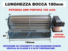 VENTOLA VENTILTORE TANGENZIALE STUFE PELLET LUNGHEZZA 18 CM+MOTORE DX NORDICA