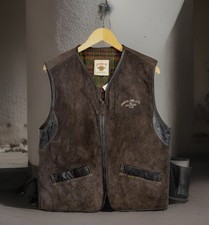 Vintage DIESEL CAMOSCIO taglia L GRANDE uomo BIKER GILET GIACCA PELLE marrone