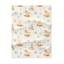 Coperta per bambini modello Woodland Toys | Cavallo a dondolo e orsacchiotto in pile