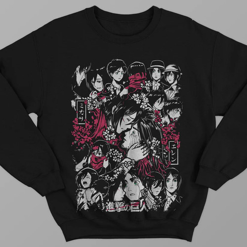 Felpa nera anime attack - nera,