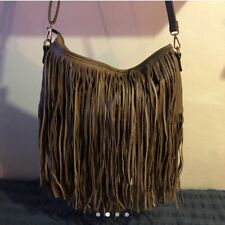 Borsa frange beige donna