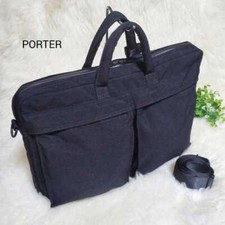 PORTER Valigetta Borsa a Tracolla Logo Tela Pelle Nero Uomo USATA DAL GIAPPONE