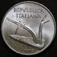 Italia 10 Lire 1972 KM# 93