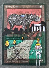 MTG Magic - Ebony Rhino - Altered and Signed by original artist Amy Weber