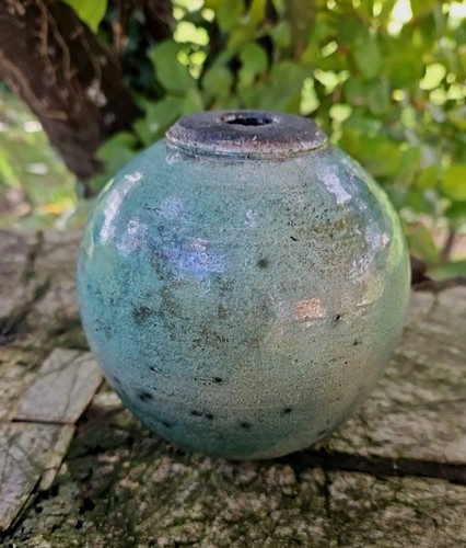 Vase raku celadon - ,