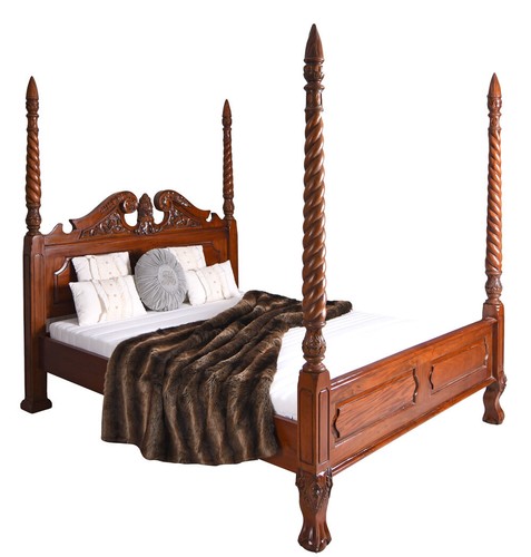 Letto baldacchino mogano con - letto,