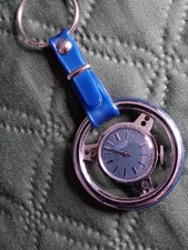 Portachiavi volante Auto con orologio-funzionante-diam. Cm. 4-fondo Negozio-Raro