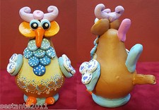 GUFO FISCHIETTO TERRACOTTA DECORAZIONE CASA ARTIGIANATO PUGLIESE ALTEZZA 12 CM