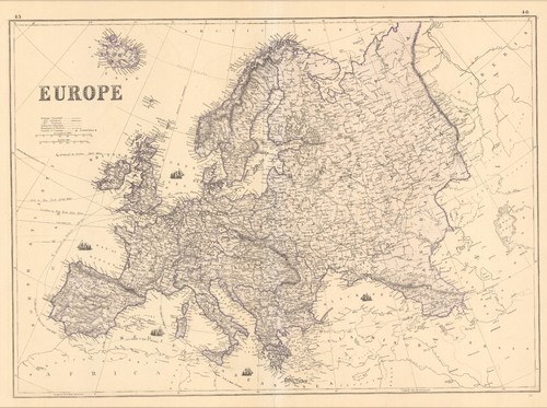 Mappa antica europa 1876 - antica,