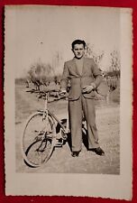 CARTOLINA UOMO  BICI BIANCHI  LIDO / LARIO   1945-50 C.  ( F 7 )