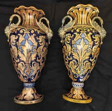 Robbia Gualdo Tadino - Grande Coppia Di Vasi A Lustro - Epoca Anni '40/'50