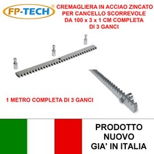 CREMAGLIERA CANCELLO 1 METRO ACCIAO ZINCATO MOTORE CANCELLO SCORREVOLE + 3 GANCI