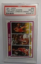1981 TOPPS TEAM 76ers LEADERS ERVING JONES CHEEKS PSA 9 MINT no auto signed ??