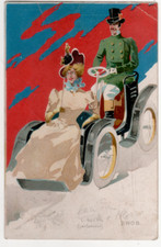 A3 CARTOLINA AUTO  ILLUSTRATORE ? VIAGGIATA 1911