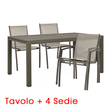 Tavolo con 4 sedie in alluminio per esterno allungabile 160-240X90 caffè YES
