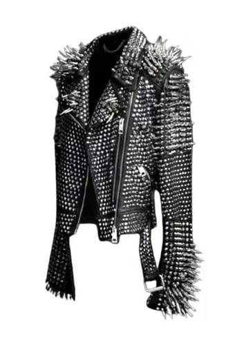 Giacca pelle borchiata - pelle,
