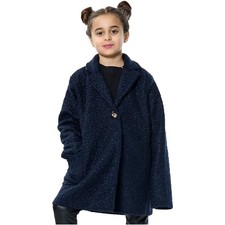 Bambini Sherpa Cappotto Pile Navy Giacca Lana Ragazza Designer Orsetto Età 5-13