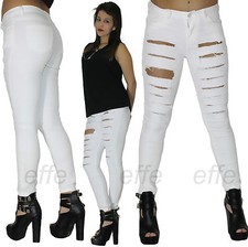 Jeans donna pantaloni strappi