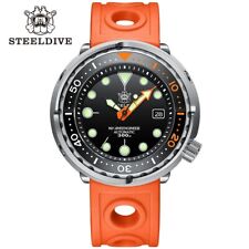 Orologio Automatico Da Sub Steeldive SD1975C Nero Arancione In Gomma Seiko Tuna