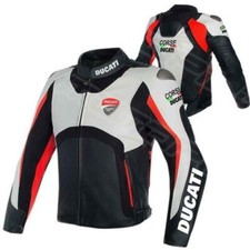DUCATI Racing Biker Moto Giacca Pelle Moto Pelle di Vacchetta Giacche