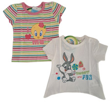 Looney Tunes set 2 t-shirt maglie neonata bambina Tweety Bugs Bunny 6 mesi