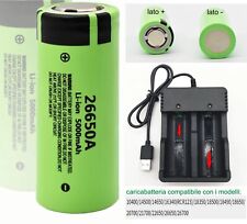 Batteria ricaricabile Panasonic & caricabatterie usb 26650  5000mAh  3.7V