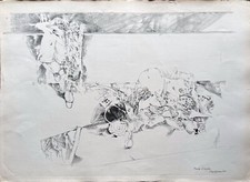 RENZO VESPIGNANI litografia su pietra Periferia 70x50 firmata numerata 1965