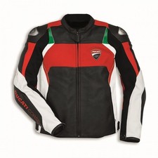 Giacca di Pelle Nuova Ducati Moto Racing Biker, Giacca di Pelle MotoGP Racing Biker