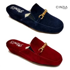 Cinzia Soft Ciabatta Donna da Camera con Zeppa IAO139-FG Blu o Bordò Punta Chius