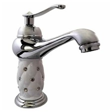 RUBINETTO LAVABO BRILLANTINI MISCELATORE BAGNO MONOFORO ARGENTO 52155 CANNA BASS